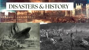 Histories Greatest Disasters by Human Create Collage of various historical disasters caused by humans, depicting chaos and aftermath scenes.